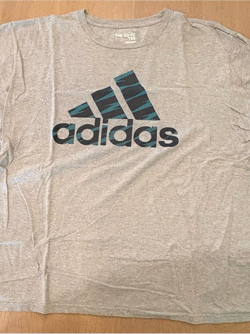 Adidas Gray Tee with Teal & Black Logo